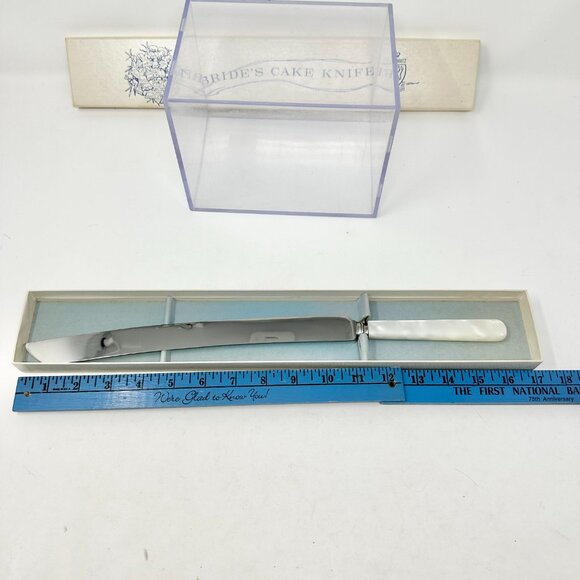 Vintage Pearl Handled Bride’s Cake Knife Sheffield Kirk & Matz Cutlery In Box - Picture 8 of 10